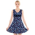 Cute Animal Silhouettes Blue V-Neck Sleeveless Dress View1