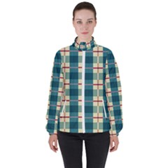 Pattern Texture Plaid Grey Women s High Neck Windbreaker by Mariart