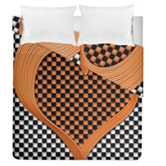 Heart Chess Board Checkerboard Duvet Cover Double Side (queen Size) by HermanTelo