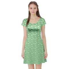 Background Polka Green Short Sleeve Skater Dress by HermanTelo