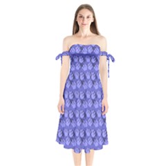 Pattern Texture Feet Dog Blue Shoulder Tie Bardot Midi Dress by HermanTelo