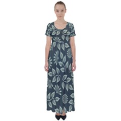 Flowers Pattern Spring Nature High Waist Short Sleeve Maxi Dress by HermanTelo