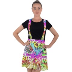 Music Abstract Sound Colorful Velvet Suspender Skater Skirt by Mariart