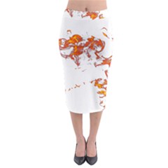 Can Walk On Fire, White Background Midi Pencil Skirt by picsaspassion