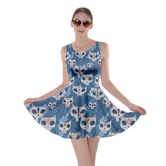 Calavera Cat Blue Skater Dress by trulycreative