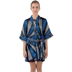 Darts Throw Half Sleeve Satin Kimono  by HermanTelo