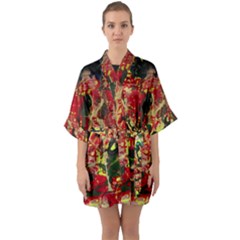 Red Country-1-2 Half Sleeve Satin Kimono  by bestdesignintheworld