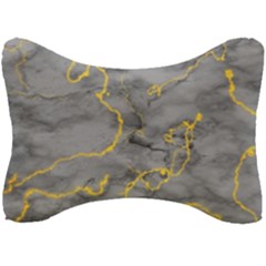 Marble Neon Retro Light Gray With Gold Yellow Veins Texture Floor Background Retro Neon 80s Style Neon Colors Print Luxuous Real Marble Seat Head Rest Cushion by genx