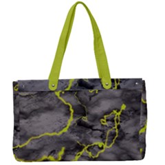 Marble Light Gray With Green Lime Veins Texture Floor Background Retro Neon 80s Style Neon Colors Print Luxuous Real Marble Canvas Work Bag by genx