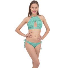 Pattern Green Cross Front Halter Bikini Set by Mariart