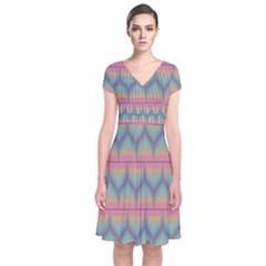 Pattern Background Texture Colorful Short Sleeve Front Wrap Dress by HermanTelo