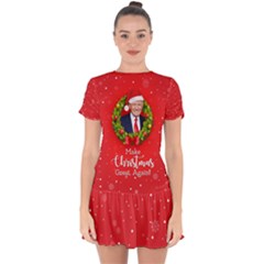 Make Christmas Great Again With Trump Face Maga Drop Hem Mini Chiffon Dress by snek