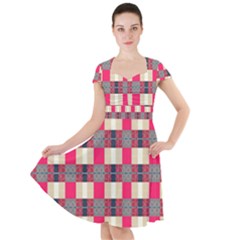 Background Texture Plaid Red Cap Sleeve Midi Dress by HermanTelo