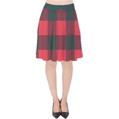 Canadian Lumberjack Red And Black Plaid Canada Velvet High Waist Skirt by snek