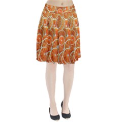 Oranges Background Texture Pattern Pleated Skirt by HermanTelo
