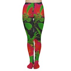 Dark Pop Art Floral Poster Tights by dflcprintsclothing