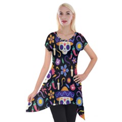 Dia De Los Muertos Short Sleeve Side Drop Tunic by Sobalvarro
