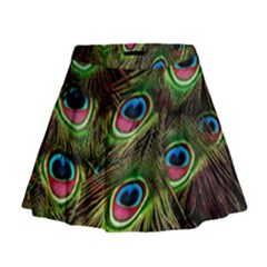 Peacock Feathers Color Plumage Mini Flare Skirt by Celenk