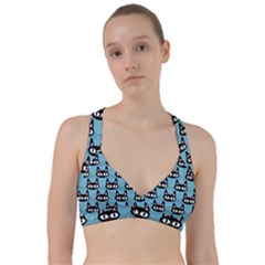 Cute Black Cat Pattern Sweetheart Sports Bra by Valentinaart