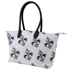 French France Fleur De Lys Metal Pattern Black And White Antique Vintage Canvas Shoulder Bag by Quebec