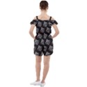 French France Fleur De Lys Metal Pattern black and white antique vintage black rocker Ruffle Cut Out Chiffon Playsuit View2