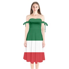 Flag Patriote Quebec Patriot Red Green White Modern French Canadian Separatism Black Background Shoulder Tie Bardot Midi Dress by Quebec