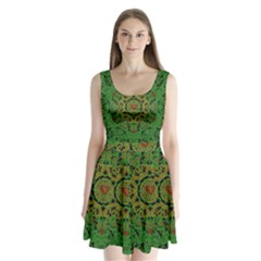 Love The Hearts  Mandala On Green Split Back Mini Dress  by pepitasart