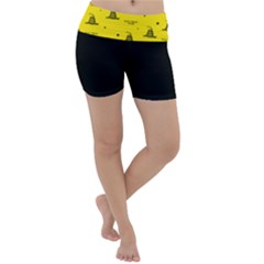 Gadsden Flag Don t Tread On Me Yellow And Black Pattern With American Stars Lightweight Velour Yoga Shorts by snek