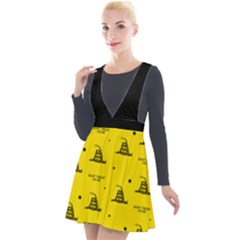 Gadsden Flag Don t Tread On Me Yellow And Black Pattern With American Stars Plunge Pinafore Velour Dress by snek