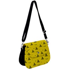 Gadsden Flag Don t Tread On Me Yellow And Black Pattern With American Stars Saddle Handbag by snek