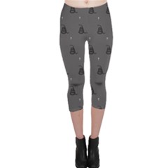 Gadsden Flag Don t Tread On Me Black And Gray Snake And Metal Gothic Crosses Capri Leggings  by snek