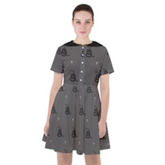 Gadsden Flag Don t Tread On Me Black And Gray Snake And Metal Gothic Crosses Sailor Dress by snek