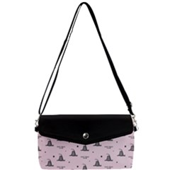 Gadsden Flag Don t Tread On Me Light Pink And Black Pattern With American Stars Removable Strap Clutch Bag by snek