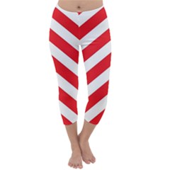 Candy Cane Red White Line Stripes Pattern Peppermint Christmas Delicious Design Capri Winter Leggings  by genx