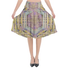 Temple Of Wood With A Touch Of Japan Flared Midi Skirt by pepitasart