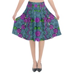 The Most Beautiful Flower Forest On Earth Flared Midi Skirt by pepitasart