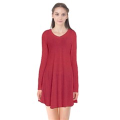 Red Christmas Elf Funny Realistic Costume Long Sleeve V-neck Flare Dress by snek