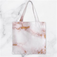 Pink And White Marble Texture With Gold Intrusions Pale Rose Background Zipper Grocery Tote Bag by genx