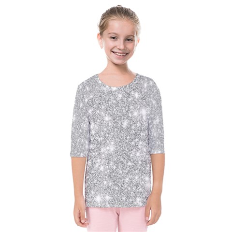 Silver And White Glitters Metallic Finish Party Texture Background Imitation Kids  Quarter Sleeve Raglan Tee by genx