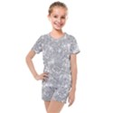 Silver and white Glitters metallic finish party texture background imitation Kids  Mesh Tee and Shorts Set View1