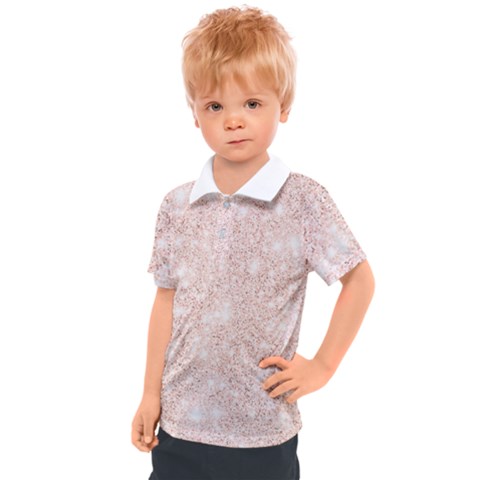 Rose Gold Pink Glitters Metallic Finish Party Texture Imitation Pattern Kids  Polo Tee by genx