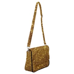 Gold Glitters Metallic Finish Party Texture Background Faux Shine Pattern Shoulder Bag With Back Zipper by genx