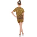 Gold Glitters metallic finish party texture background faux shine pattern Kids  Mesh Tee and Shorts Set View2