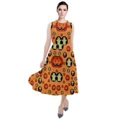 Happy Pumkins And Ghosts And  They Love The Season Round Neck Boho Dress by pepitasart