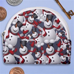 Snowman Winter Christmas Many Horseshoe Style Canvas Pouch by Wegoenart