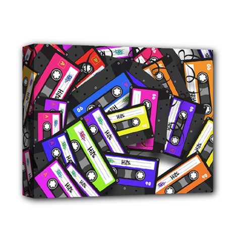 Cassette Many Record Graphics Deluxe Canvas 14  X 11  (stretched) by Wegoenart