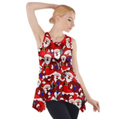 Nicholas Santa Christmas Pattern Side Drop Tank Tunic by Wegoenart