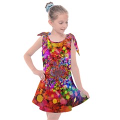 Bokeh Color Light Points Pattern Kids  Tie Up Tunic Dress by Wegoenart