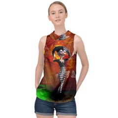 Cute Little Harlequin High Neck Satin Top by FantasyWorld7