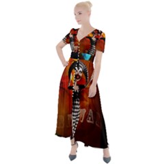 Cute Little Harlequin Button Up Short Sleeve Maxi Dress by FantasyWorld7